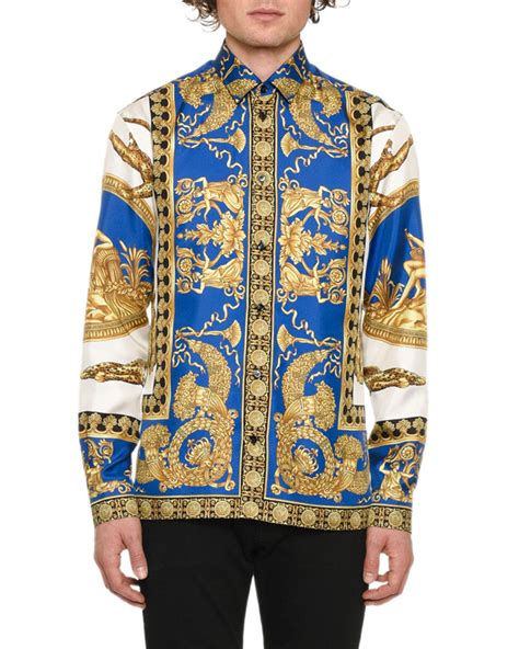 versace blue shirt men|Versace style shirts for men.